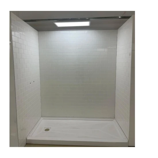 Heißer Verkauf Subway Design Künstliche kultivierte Marmor-Duschumrandung Duschpaneel für Hotelbadezimmer